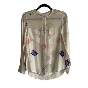 EQUIPMENT FEMME Silk Blouse Floral Print Cream XS